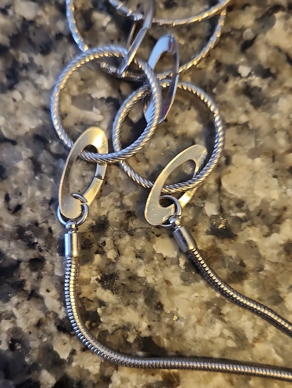 Layered Open Circle Link Necklace - Silver Tone - Picture 11 of 16